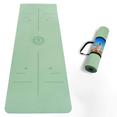 Yoga Mat Non Slip TPE Fitness Mats with Carrying Strap