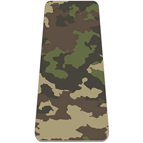 Thick Yoga Mat Non Slip Army Green Camouflage