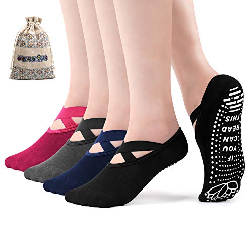 SEVENS Yoga Socks for Women Non Slip Grip Socks