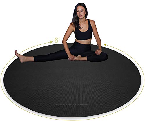 SCHRINER Pro Large Round Yoga Mat 6’ x 8mm for Exercise