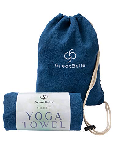 GreatBelle Yoga Towel with Storage Pouch Deep Blue