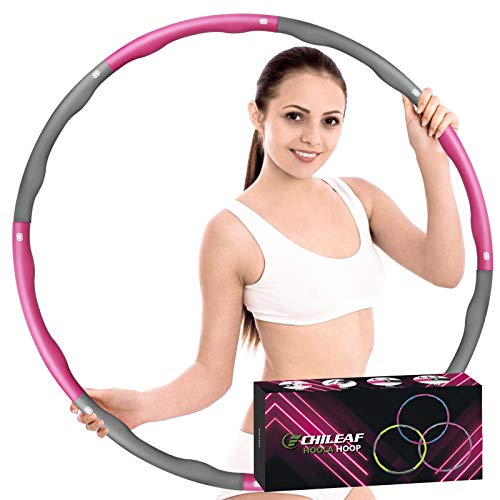 Get Fit and Have Fun: The Hoola Hoop for Adults and Kids - Weight Loss, Detachable and Adjustable Fitness Circle, Soft Yoga Ring, Premium Quality Home Gym Exercise Tool, Weighted 1 kg (2.2lbs) in Pink.