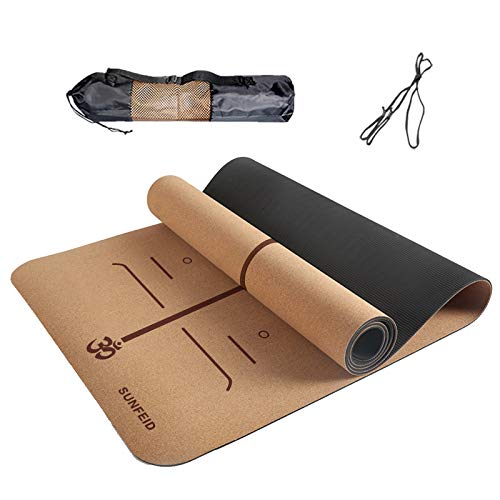 SUNFEID Cork Yoga Mat Non Slip Extra Thick