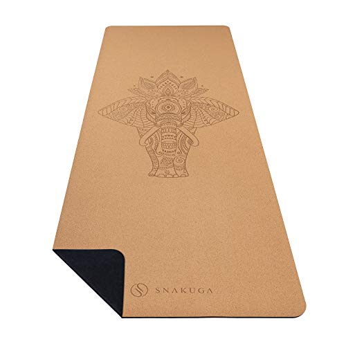 SNΛKUGΛ Cork Yoga Mat - Premium 4MM Natural Cork
