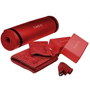 HemingWeigh Yoga Kit - Red Yoga Mat Set Includes Carrying Strap