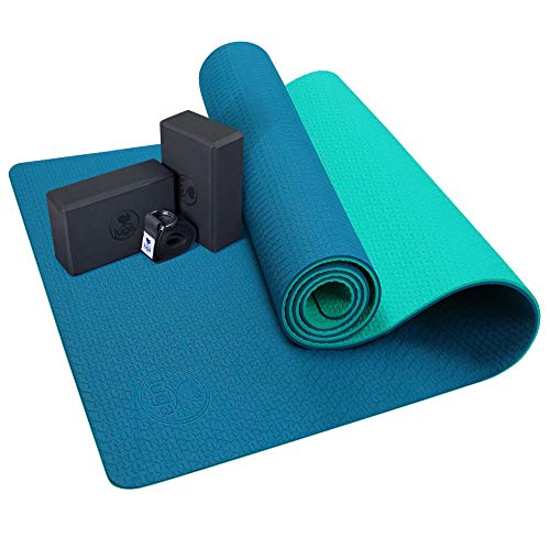 IUGA Yoga Set - Yoga Mat and 2 Yoga Blocks with Strap Included