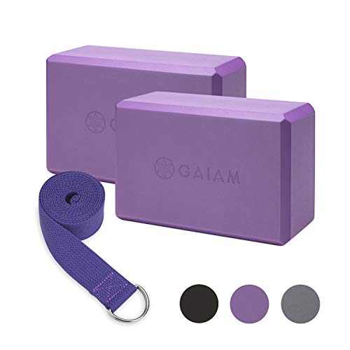Gaiam Essentials Yoga Block 2 Pack, Yoga Strap Set