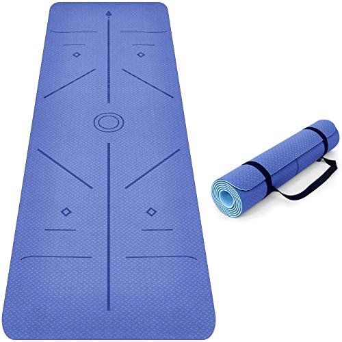 Oudort Non Slip Yoga Mat with Alignment Lines