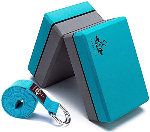 Yoga Blocks with Strap to Support and Improve Poses and Flexibility
