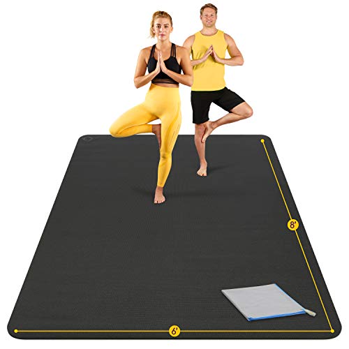 Large Yoga Mat 8'x6'x8mm Extra Thick, Durable