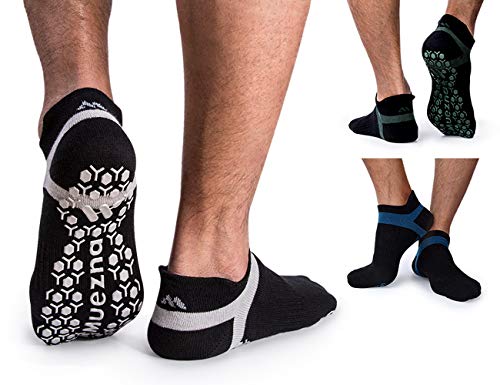 Muezna Men's Non-Slip Yoga Socks, Anti-Skid Pilates