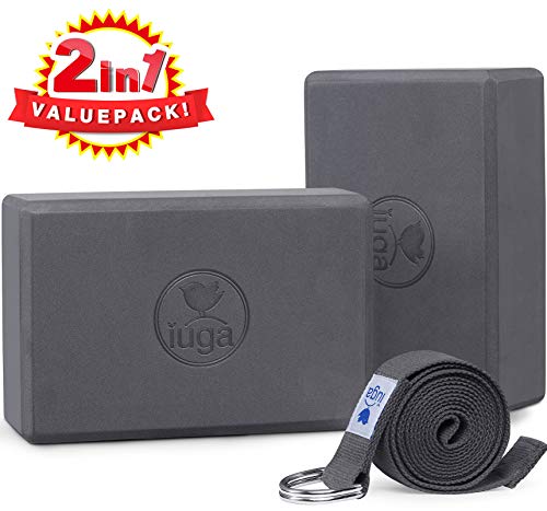 IUGA Yoga Block 2 Pack with Yoga Strap