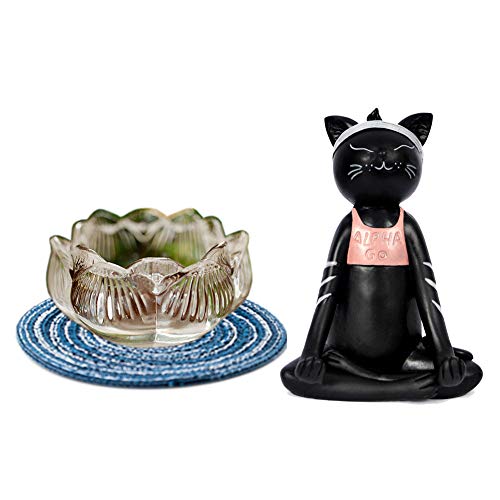 Yoga Cat Candle Holders, Alpha Go Crystal Lotus