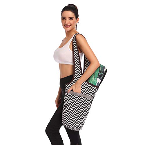 Yoga Mat Bag, Long Tote with Zipper Pockets - Strip