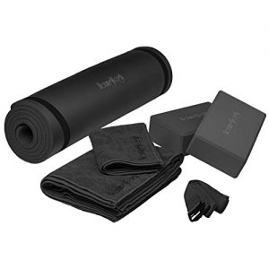 HemingWeigh Yoga Kit - Black Yoga Mat Set Includes Carrying Strap