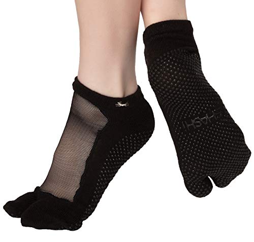 Shashi Black Mesh Non Slip Split Toe Ergonomic Socks