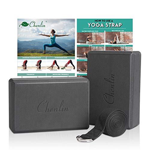 Chenlin Premium Yoga Block (Set of 2) with Yoga Strap