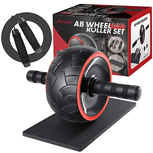 MOVTOTOP 3-in-1 Ab Wheel Roller Kit with Knee Mat and Jump Rope