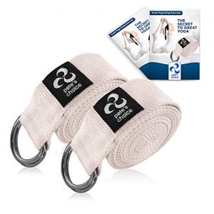 pete's choice Set of 2 Yoga Exercise Adjustable Straps 8Ft Thick Cotton with Durable D-Ring for Pilates & Gym Workouts | Hold Poses, Stretch, Improve Flexibility & Maintain Balance | Bonus EBook