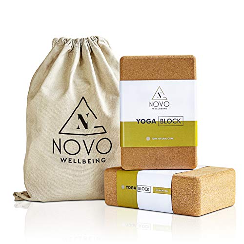 NOVO Wellbeing Cork Yoga Block 2 Pack with Bag