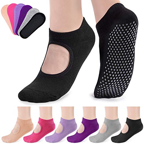Yoga Socks for Women Non Slip, Caffox 6 Pairs