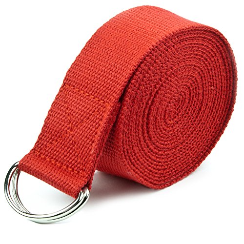10-Foot Extra-Long Cotton Yoga Strap with Metal D-Ring