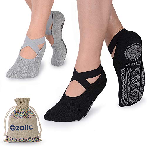 Yoga Socks for Women Non-Slip Grips Straps