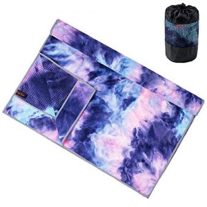 ADORENCE Non Slip Yoga Towel (Upgraded PVC Grippies+Side Pockets)