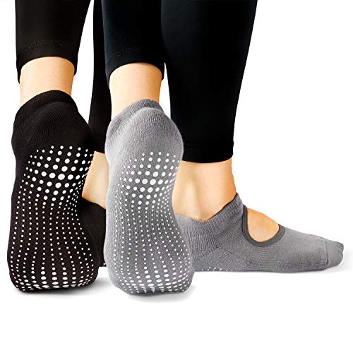LA Active Grip Socks - 2 Pairs - Yoga Pilates Barre Non Slip