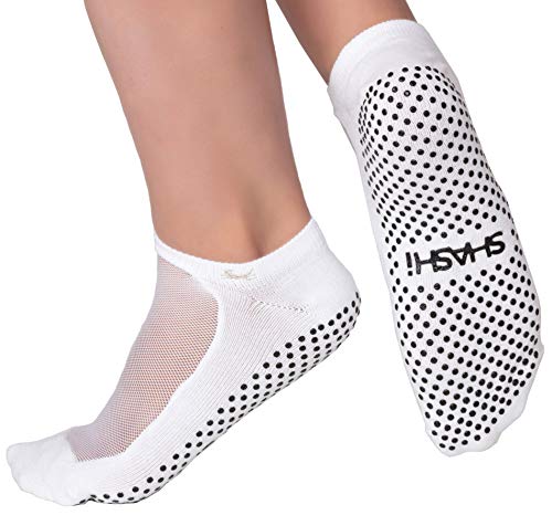 Yoga Socks White Mesh Non Slip Ergonomic