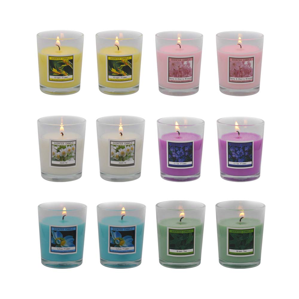 Set of 12 Scented Candles with 6 Fragrances