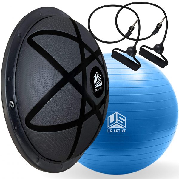 U.S. Active Half Ball Balance Trainer with Yoga Ball Complete Pack